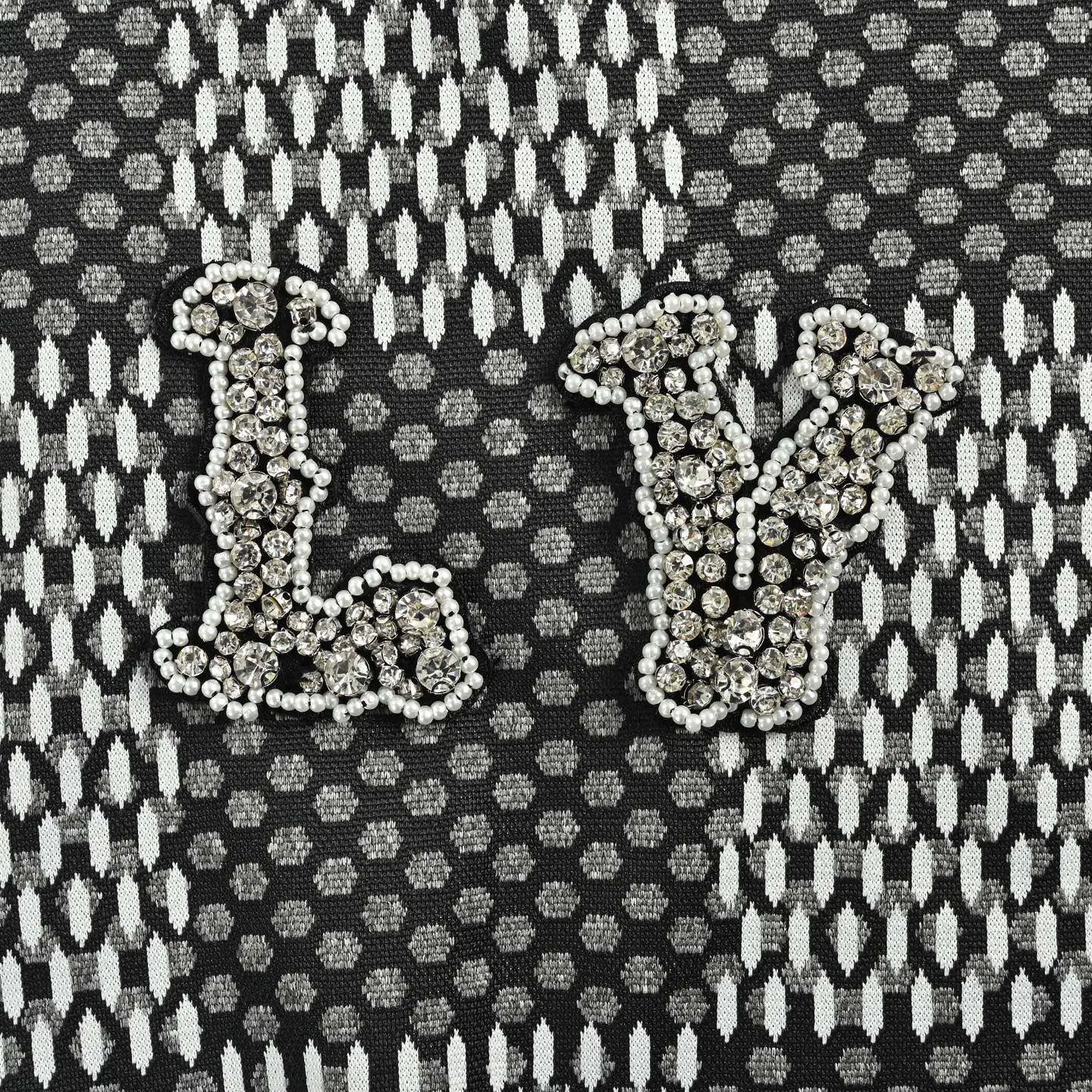 Louis Vuitton/Louis Vuitton rhinestone letter logo checkerboard short sleeves